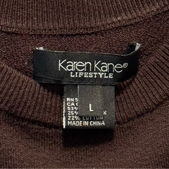 2 piece Karen Kane brown cardigan set - sweater size M, tank size M, teal beads - Picture 9 of 9